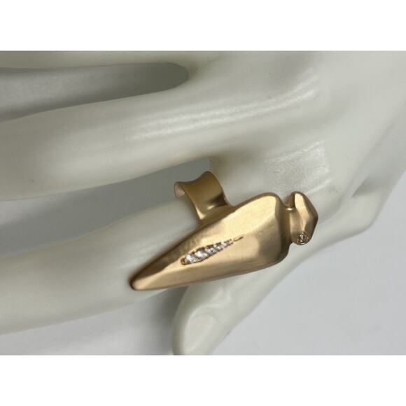 Kendra Scott SALLY Brass brushed Gold Tone Arrowhead Crystal Adj Ring Sz 6.75 - Picture 6 of 16